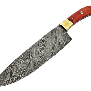 Custom Handmade Damascus Steel Chef Knife HK109CK With Leather Sheath 13 Inch Wood Handle Best Chef Knife