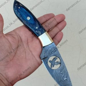 Damascus Steel Handmade Hunting Knife HK110HK measuring 9 Inch with wood Handle 